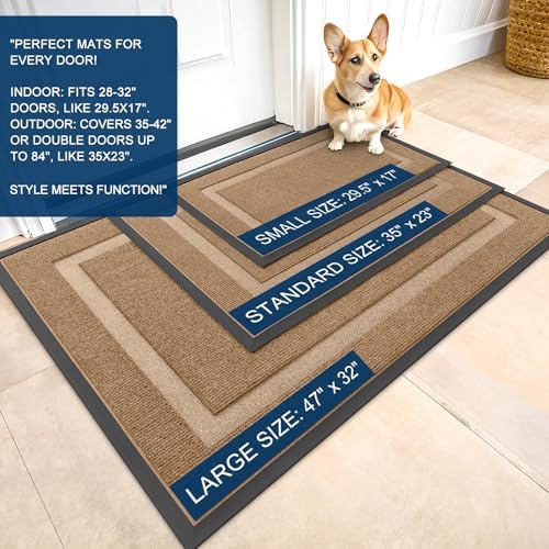 OLANLY Front Door Mat Outside 47x34, All-Season Heavy-Duty Rubber Doormat - Image 2