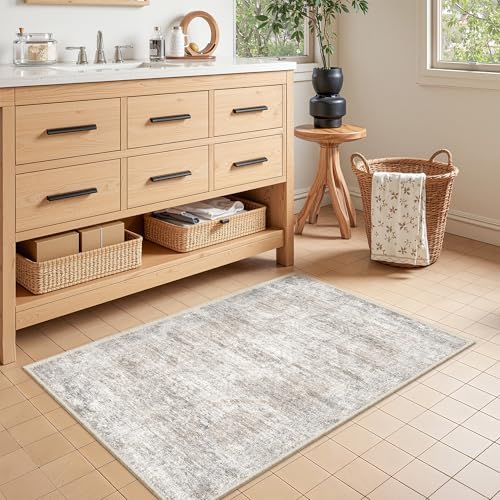 2x3 Rug Non Slip, Small Washable Entryway Rug,Taupe - Image 3