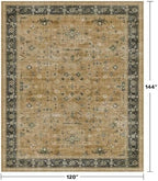 Vintage 10x12 Rug for Living Room - Washable Dining Room Rugs for Under Table, Low Pile Non-Slip Carpet for Bedroom - Rustic Brown and Charcoal Olive Home Decor - Image 2