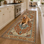 RELEANY Washable Area Rug, Runner 3'x10', Red/Orange/Blue/Brown by RELEANY