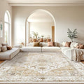 Amada Large 10x14 Washable Area Rug for Living Room, Beige, Boho Vintage by AMADAHOMEFURNISHING