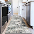pmtsns Area Rugs 2x8 Runner Rug: Washable Hallway Rug Modern Abstract Neutral Soft Non-Slip Low-Pile Indoor Carpet for Kitchen Bedside Entrance Laundry (Black Grey Brown, 2'x8') by pmtsns