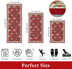 3-Piece Plaid Christmas Decorations Kitchen Rugs Set: Washable Non-Slip Kitchen Mat for Floor Soft Low Pile Modern Runner Rug for Sink Floor Mats ＆Indoor, Hallway, Entryway, (Red/Green) - Image 2