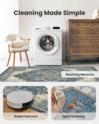 Amada Vintage Washable Area Rug,9'x12',Navy Blue/Beige - Image 5