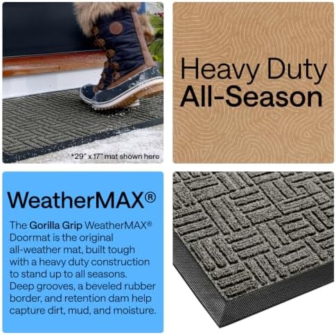 GORILLA GRIP WeatherMAX Door Mat, Indoor Outdoor Use, 35x23, Gray Maze - Image 3