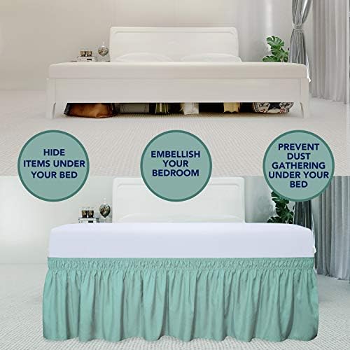 PureFit Wrap Around Ruffled Bed Skirt, Baby Blue, Twin/Full - 18" Drop - Image 3