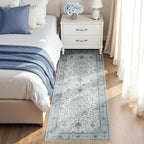 RELEANY Washable Area Rug, Runner 3'x8', Blue/White/Gray by RELEANY