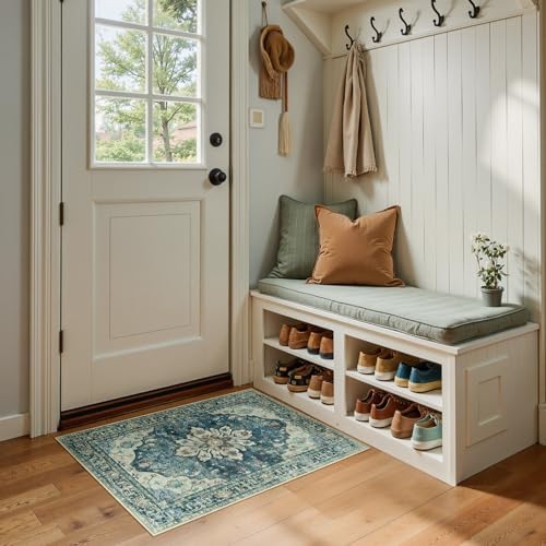 RELEANY Washable Area Rug, Small 2'x3', Blue/Vintage Dark Blue - Image 4