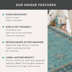 Vintage 3x12 Long Hallway Runner Rug - Teal Boho 3x12 Kitchen Floor Mat, Low Pile Thin Carpet for Bedroom Bedside, Washable Modern Eclectic Boho Design Décor - Image 6