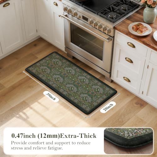 Collive Anti Fatigue Kitchen Mats Dark Green Kitchen Rug Non Slip, 20"x39" - Image 2