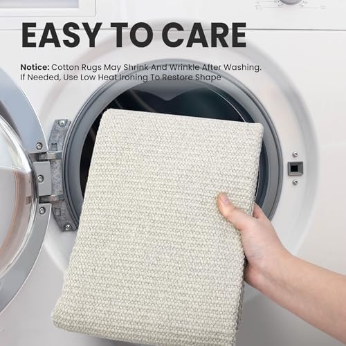 EARTHALL Washable Runner Rug, Non Slip Bedside Rug, 2x7 Ft, Cream/Grayish - Image 4