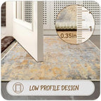 Entryway Rug 2x3 Beige Gold Door Mat Indoor Entrance 24x36, Washable Small Throw Rugs for Kitchen Floor, Entry, Front Door, Bedroom Bedside, Non-Slip Low Pile Stain & Fade Resistant, Abstract - Image 5