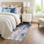 RELEANY Washable Runner 3'x6' Abstract Area Rug for Hallway Blue Gold - Image 2