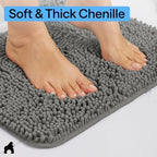 GORILLA GRIP Bath Rug Mat for Bathroom, Absorbent Chenille, 48x24 Charcoal - Image 4