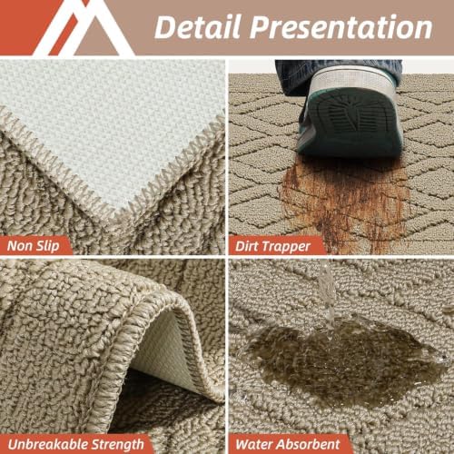 COSY HOMEER 48x20/30X20Inch Kitchen Rug Mats Non-Slip Washable,Beige - Image 6