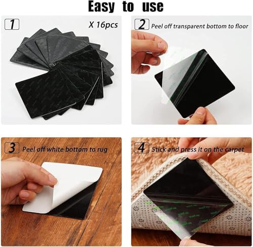 32PCS Grippers of Rug Pad, Non-Slip Carpet Pads for Hardwood & Tile - Image 2