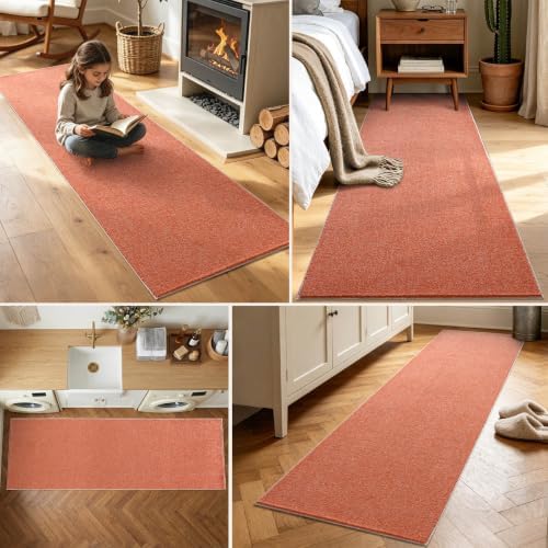 2x6 Orange/White Runner Rug Washable Non-Slip for Kitchen Hallway Bathroom - Image 3