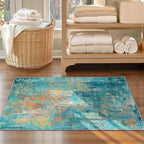 RELEANY Washable 3'x5' Abstract Area Rug for Living Room Teal Multi - Image 5