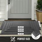 HIYARD Sturdy Front Door Mat, Absorbent Muddy Dirt Resist Welcome Door Mats Outdoor Indoor, Stain and Fade Resistant, Non-Slip Backing Entry Mat Low Profile Doormat for Entryway, 72×24, Grey - Image 2