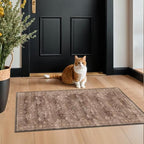 Brown 2x4 Entryway Runner Rugs, Small Runners for Kitchen, Door Mat Indoor Entrance, Bathroom, Non-Slip Low-Pile Washable Stain Resistant, Vintage Taupe Earthy Decor by HazoHaus