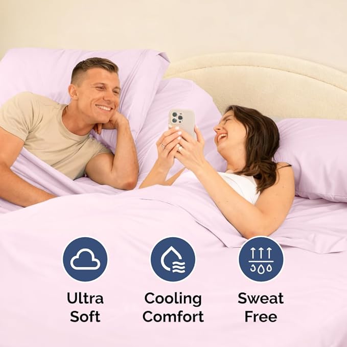 Split Head King Sheet Set – 4 Piece Flex Split Top King Sheets for Adjustable Beds - Fits 14” to 16" Mattress w/ Deep Pockets - Soft, Breathable & Cooling - Luxury Bedding & Wrinkle Free - Light Pink