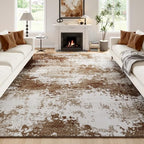 Brown Washable Rug 6x9 Area Rugs for Living Room Bedroom Carpet, Indoor Vintage Abstract Boho Large Rug Non Slip Faux Wool Rugs for Dorm, Dining Room Table, Nursery, Kids Playroom, Coffee by Acapet