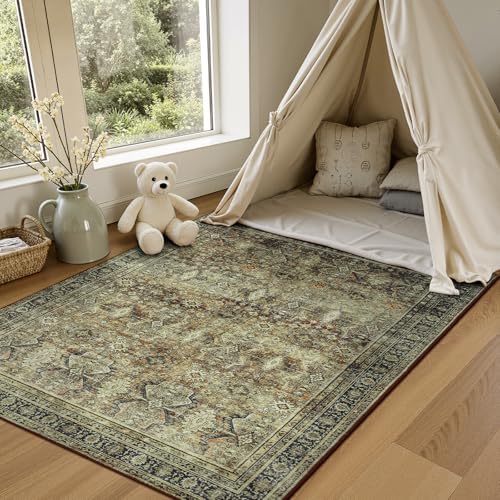 3x5 Area Rugs for Entryway, Brown Washable Non-Slip Area Rug for Kitchen - Image 4