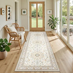 Hallway Runner Rug: 2.6x8 Kitchen Boho Rugs for Living Room Beige - Image 5