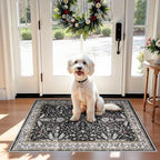 2x3 Rug Non-Slip Washable for Kitchen – Boho Small Throw Rug for Sink & Entryway, Soft Low Pile Thin Indoor Mat for Pet Area & Bathroom (Black, 2x3) by BYYVOORugsforYourHome