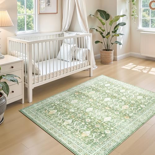 3x5 Area Rugs for Entryway, Non-Slip Washable Rug for Kitchen, Light Green - Image 5