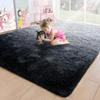 4x6 Black and Grey Fluffy Soft Area Rug Non-Slip for Bedroom Living Room by ModernHomeDecor