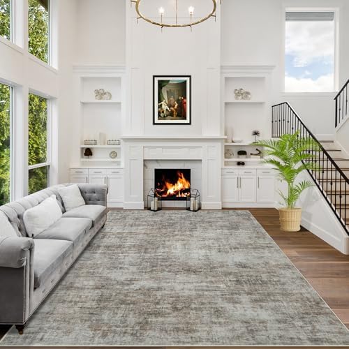 4x6 Area Rugs for Living Room: Washable Abstract Brown Black Bedroom Carpet by GENTDRIZZ