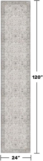 Hazo Haus Vintage Hallway Runner Rug - 2x10 Runner Rug, Washable 2x10 Light Gray & Sage Kitchen Floor Mat - Extra Long Light Gray Neutral Farmhouse Boho Design Décor - Image 2
