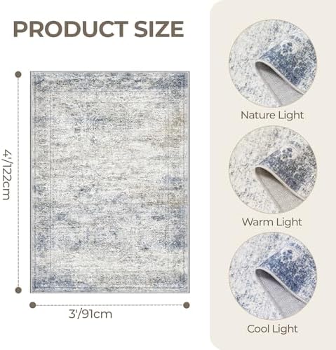 3x4 Rugs for Entryway,Washable Area Rug,Blue - Image 2