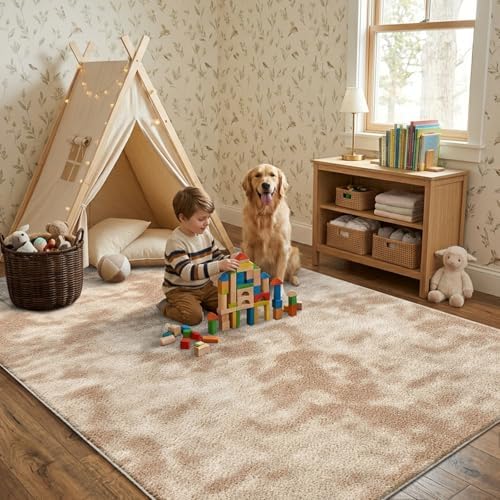 6x9 Large Tie-dye Beige Area Rug Washable Non-Slip for Living Room Bedroom - Image 3