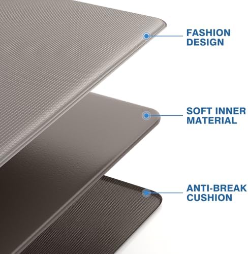 StepRite Kitchen Mats, 2PCS Kitchen Rugs, Cushioned Anti Fatigue Kitchen Mats for Floor, Non-Slip Standing Desk Mat, Waterproof Kitchen Rug Set for Kitchen, Floor, Office, 17.3"x30"+17.3"x70", Khaki - Image 5