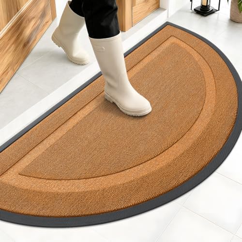OLANLY Half Circle Front Door Mat Outside 47x23 All-Season Rubber Doormat by OLANLY