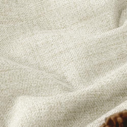 Blackout Curtains 54 Inch Length 2 Panels for Bedroom, Thermal Insulated Total Light Blocking Noise Reducing Linen Window Curtains for Farmhouse, Bronze Grommet, Natural, Each 52" Wide