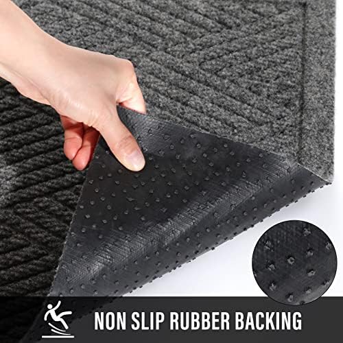 HIYARD Sturdy Front Door Mat, Absorbent Muddy Dirt Resist Welcome Door Mats Outdoor Indoor, Stain and Fade Resistant, Non-Slip Rubber Backing Low Profile Doormat for Entryway, 47×32, Grey - Image 4