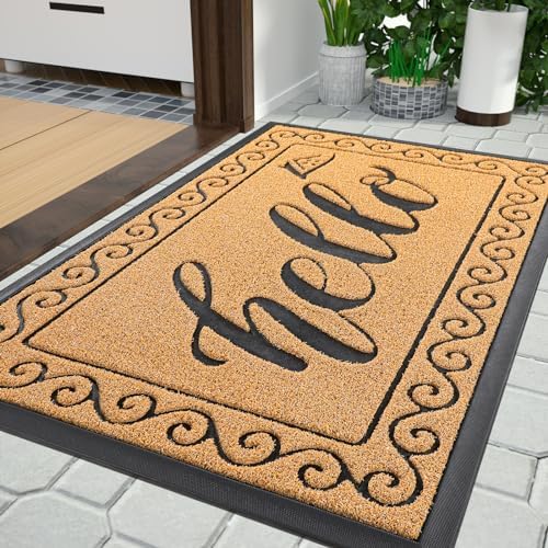 Yimobra Welcome Mats for Front Door 36x24, Heavy Duty Waterproof Outdoor Door Mat Outside Entrance, Non-Slip Low Profile Indoor Entryway Mat for Garage Patio, Yellow by Yimobra