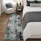 RELEANY Washable Runner 2'x6' Abstract Area Rug for Hallway Teal Black - Image 3
