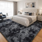 PLHXFR 8x10 Area Rugs Living Room: Fluffy Bedroom Soft Shag Rug Black Grey - Image 3