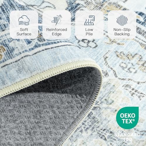 Lofus 9x12 Light Blue Rugs for Bedroom Living Room, Vintage Boho Carpet - Image 5