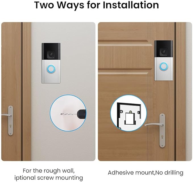 No-Drill Adhesive Mount for Ring Video Doorbell, Doorbell Bracket for Home Apartments Office (for Ring Video Doorbell 4, Battery Doorbell Plus/Pro)