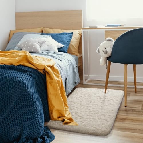 Ophanie Small Ivory Entryway Throw Rugs for Bedroom, 2x3 Mini Area Rug, Affordable Non Slip Fluffy Carpet, Fuzzy Soft Living Room Rugs, Home Decor Aesthetic, Nursery. - Image 5