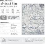 Area Rug Living Room: 4x6 Modern Washable Soft Carpet Blue Grey - Image 2