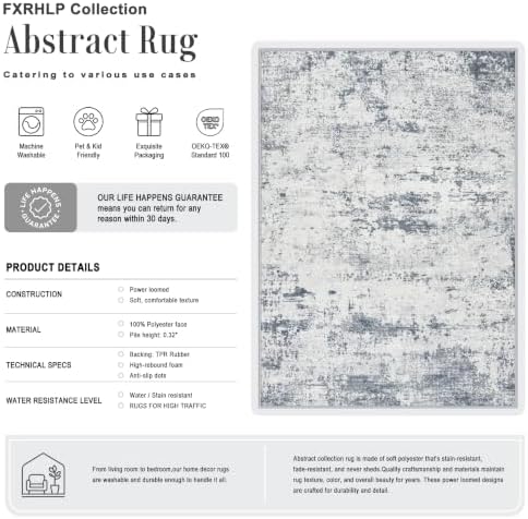 10x12 Area Rug Living Room: Modern Washable Soft Carpet Blue Grey - Image 2