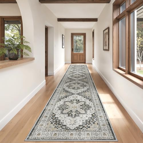 Madane Hallway Runner Rug 2'6''x14' Kitchen Runners Vintage, Black - Image 2