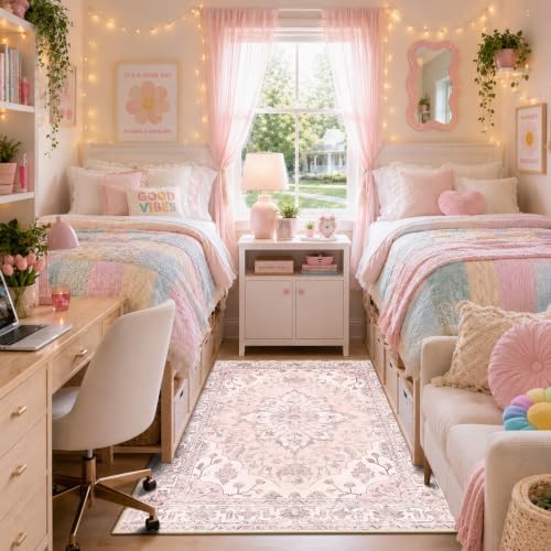 RELEANY Washable Area Rug, 3'x5', Pink - Image 2