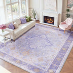 RELEANY Washable Area Rug, Large 9'x12', Purple by RELEANY